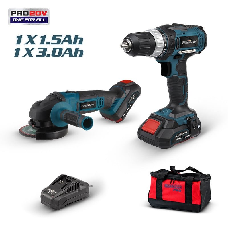ΔΡΑΠANΟΚΑΤΣΑΒΙΔΟ 20V+ΓΩΝΙΑΚΟΣ ΤΡΟΧΟΣ Φ125+ΜΠΑΤΑΡΙΕΣ+ΤΣΑΝΤΑ ΣΕΤ BBP9015 BORMANN