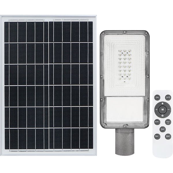 ΗΛΙΑΚΟ ΦΩΤΙΣΤΙΚΟ ΔΡΟΜΟΥ LED 100W, ΑΔΙΑΒΡΟΧΟ ΜΕ ΦΩΤΟΒΟΛΤΑΪΚΟ ΠΑΝΕΛ 5V/30W BORMANN