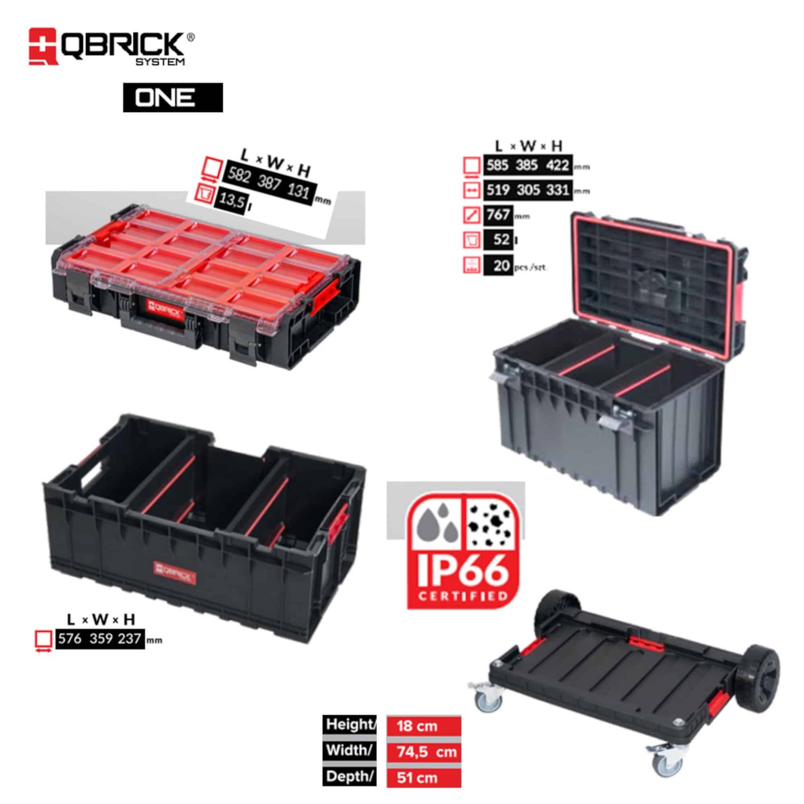QBRICK ONE SET 4TMX ΕΡΓΑΛΕΙΟΦΟΡΟΣ ΤΡΟΧΗΛΑΤΟΣ - Image 2