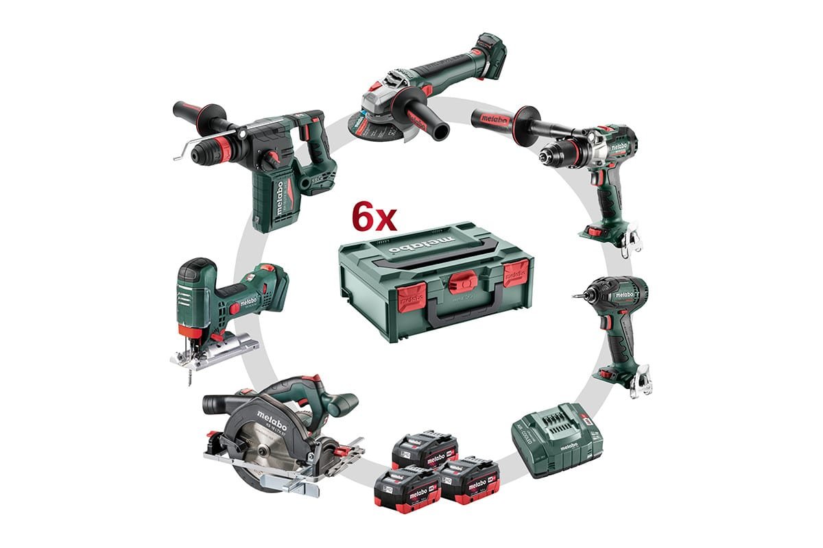 Metabo 18 Volt Combo ΣΕΤ Μπαταρίας 6.3.2 18 V SB 18 LTX BL I + SSD 18 LTX 200 BL + KHA 18 LTX BL 24 Q + STA 18 LTX 100 + WB 18 L