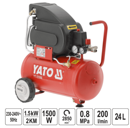 ΚΟΜΠΡΕΣΕΡ ΑΕΡΟΣ 24lt 2HP YT-23300 YATO