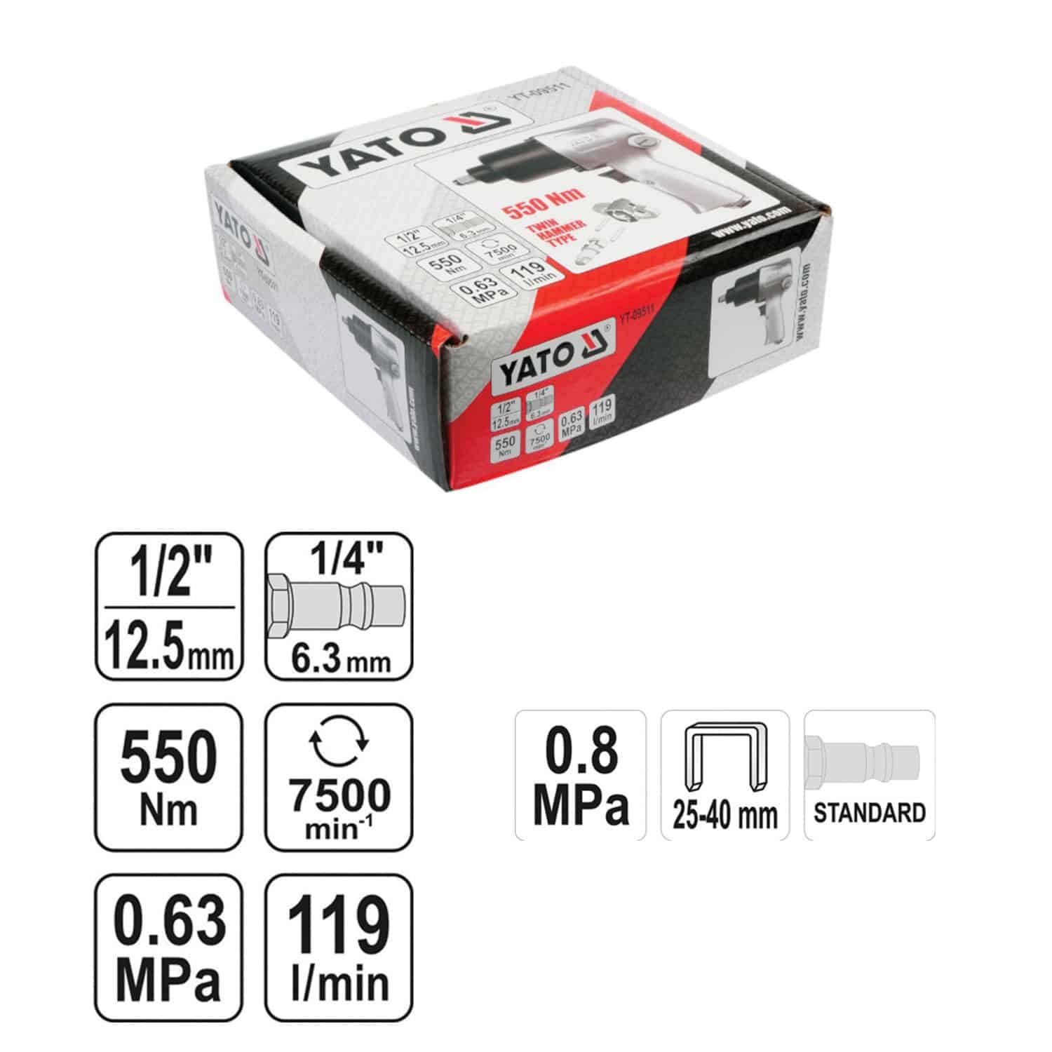 ΜΠΟΥΛΟΝΟΚΛΕΙΔΟ ΑΛΟΥΜΙΝΙΟΥ ΑΕΡΟΣ 1/2'' 550Νm YATO YT-09511 - Image 2