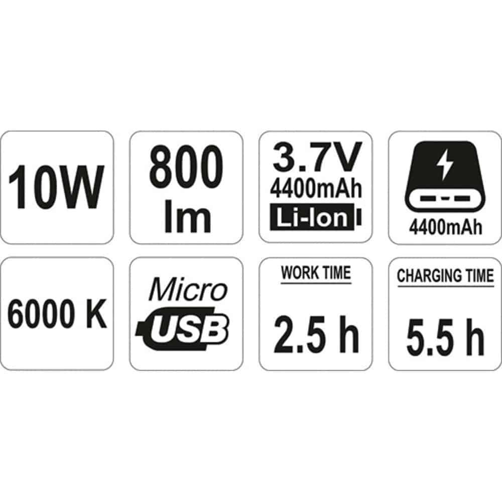 ΕΠΑΝΑΦΟΡΤΙΖΟΜΕΝΟΣ ΦΑΚΟΣ COBE LED 10W 800lm YT-81820 ΥΑΤΟ - Image 3