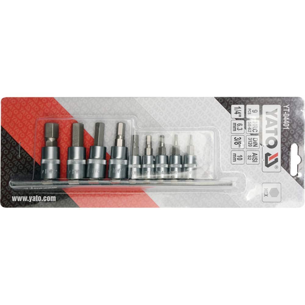 ΕΠΑΓΓΕΛΜΑΤΙΚΟ ΣΕΤ ΚΑΡΥΔΑΚΙΑ ΜΥΤΕΣ ΑΛΛΕΝ HEX 1/4-3/8 9 ΤΕΜ YT-04401 ΥΑΤΟ - Image 2