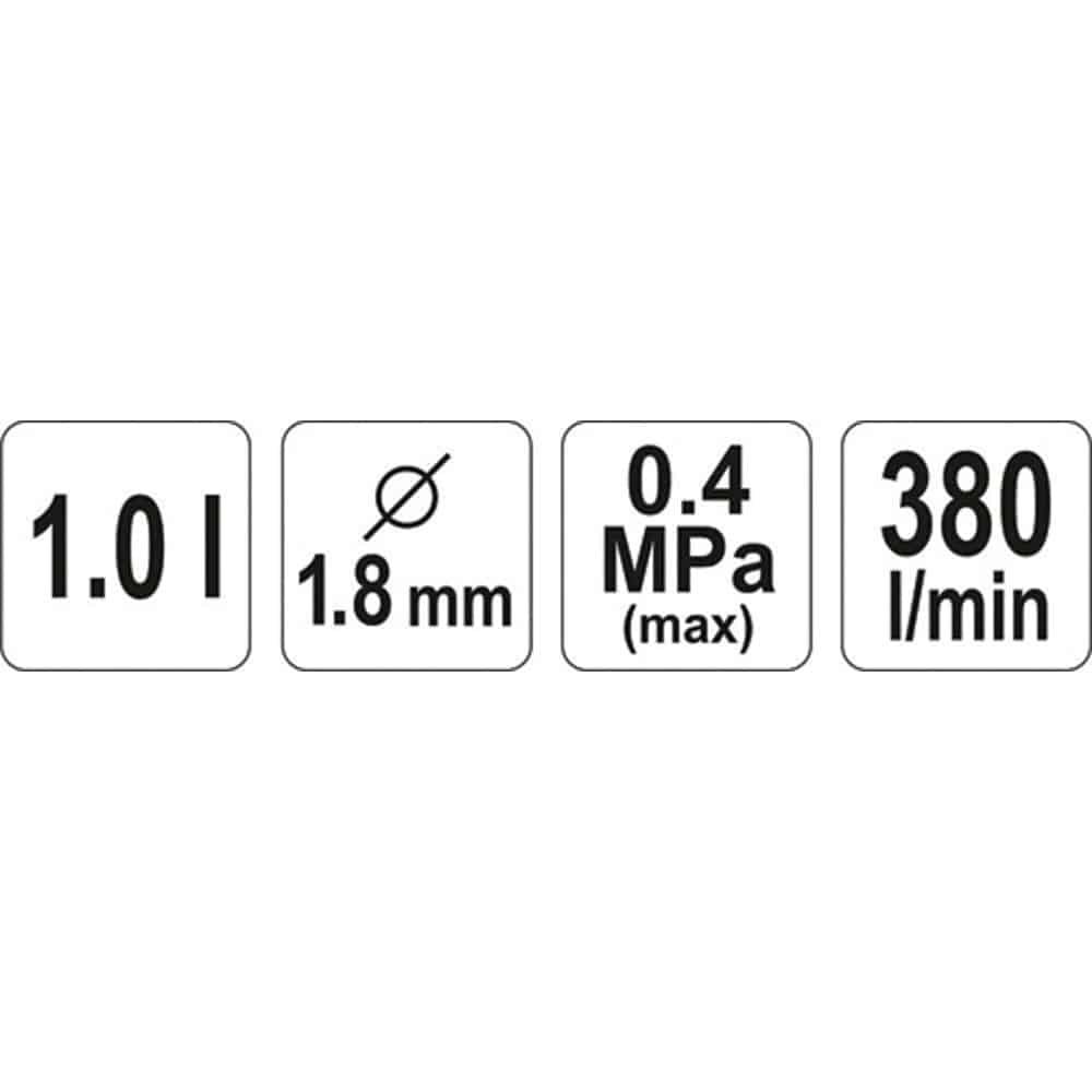 ΠΙΣΤΟΛΙ ΒΑΦΗΣ ΚΑΤΩ ΔΟΧΕΙΟ 1000ml 1.8mm YT-2346 - Image 3