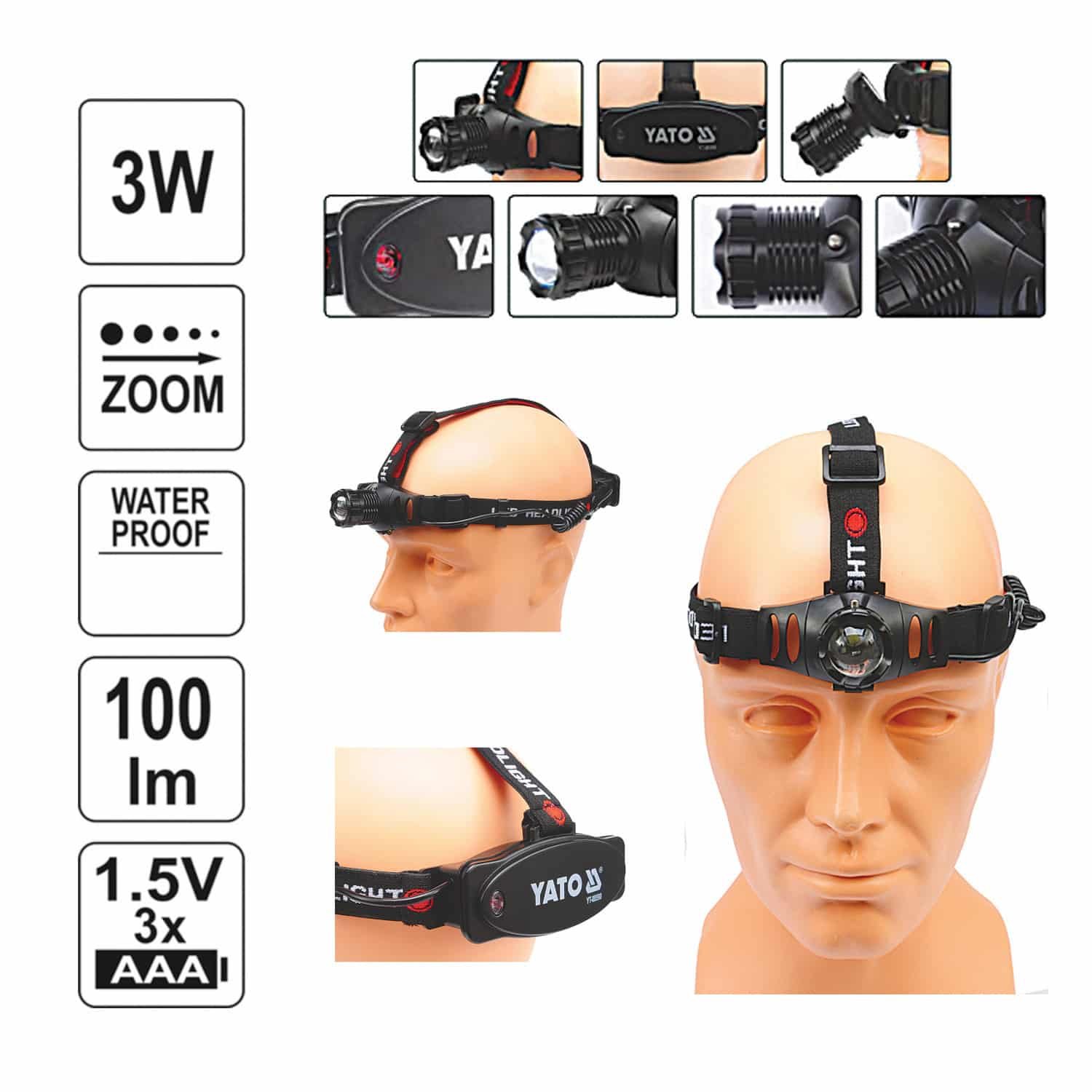 ΦΑΚΟΣ ΚΕΦΑΛΗΣ zoom 100lm YT-08590 YATO - Image 3