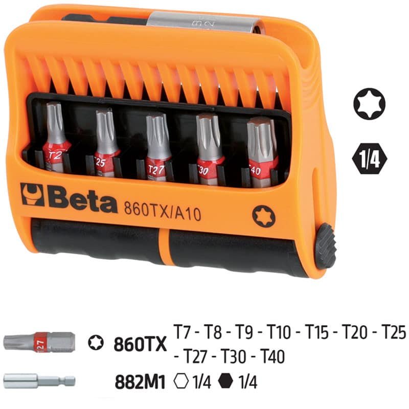 Κασετίνα+10 μύτες Torx 1/4" B008600970