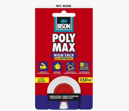ΤΑΙΝΙΑ ΔΙΠΛΗΣ ΟΨΗΣ POLYMAX TAPE WHITE ΛΕΥΚΗ 1,5MX19MM BISON