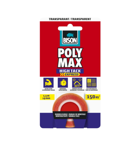 ΤΑΙΝΙΑ ΔΙΠΛΗΣ ΟΨΗΣ 1,5MX19MM POLYMAX TAPE TRANSPARENT BISON