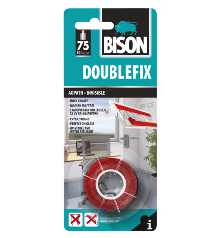 ΤΑΙΝΙΑ ΣΤΕΡΕΩΣΗΣ ΔΙΠΛΗΣ ΟΨΗΣ DOUBLEFIX INVISIBLE 1,5MX19MM BLISTER BISON