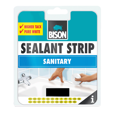SEALANTSTRIP ΤΑΙΝΙΑ ΑΡΜΩΝ ΛΕΥΚΗ 13MMX3.35M BLISTER BISON 6302090