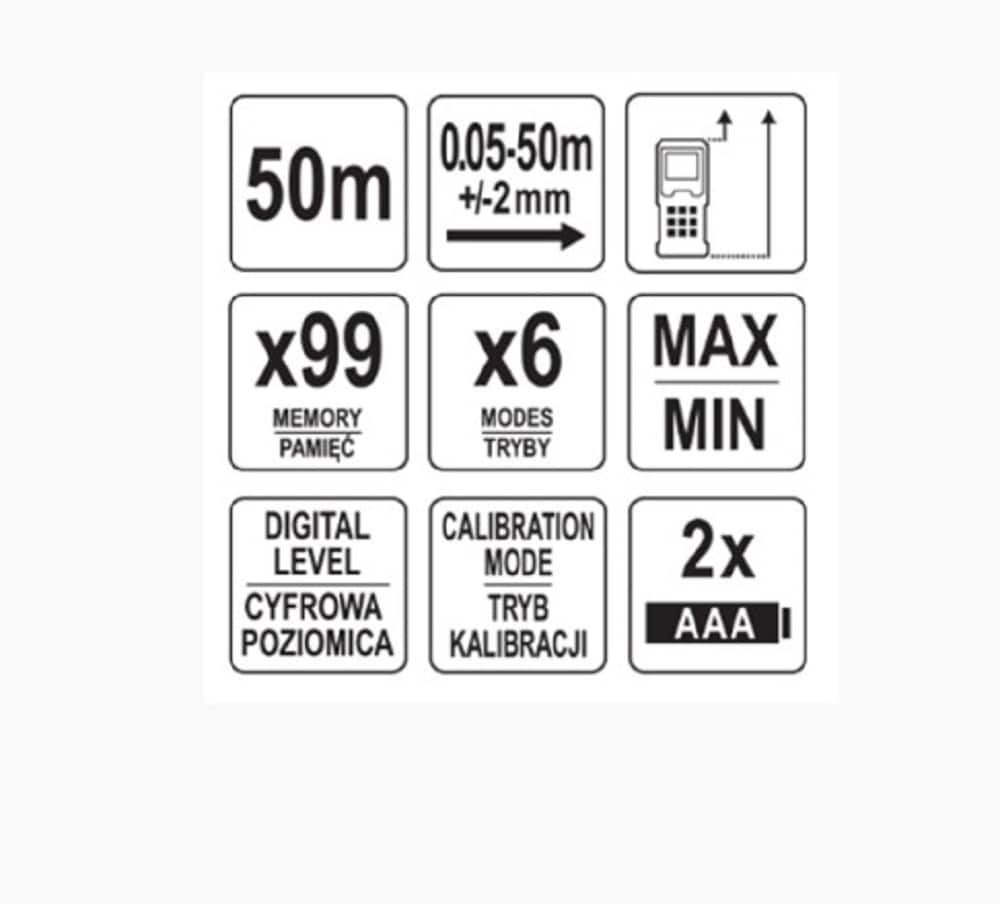 ΑΠΟΣΤΑΣΙΟΜΕΤΡΟ LASER 50M YT-731251 ΥΑΤΟ - Image 2